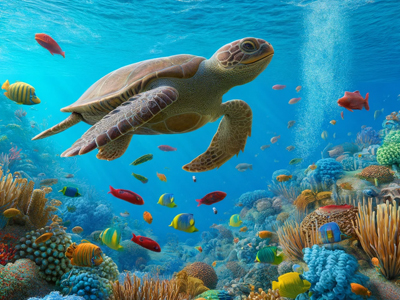 turtle underwater swimming playa del carman riviera maya yachts