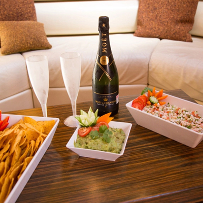 Luxury yacht charters boat rentals welcome snacks and champagne